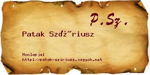 Patak Szíriusz névjegykártya